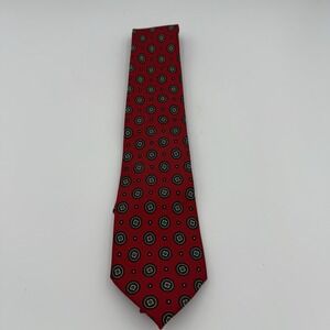 MARK PENDLETON 100% Silk Tie Handmade in Italy‎ Red Geometric Pattern